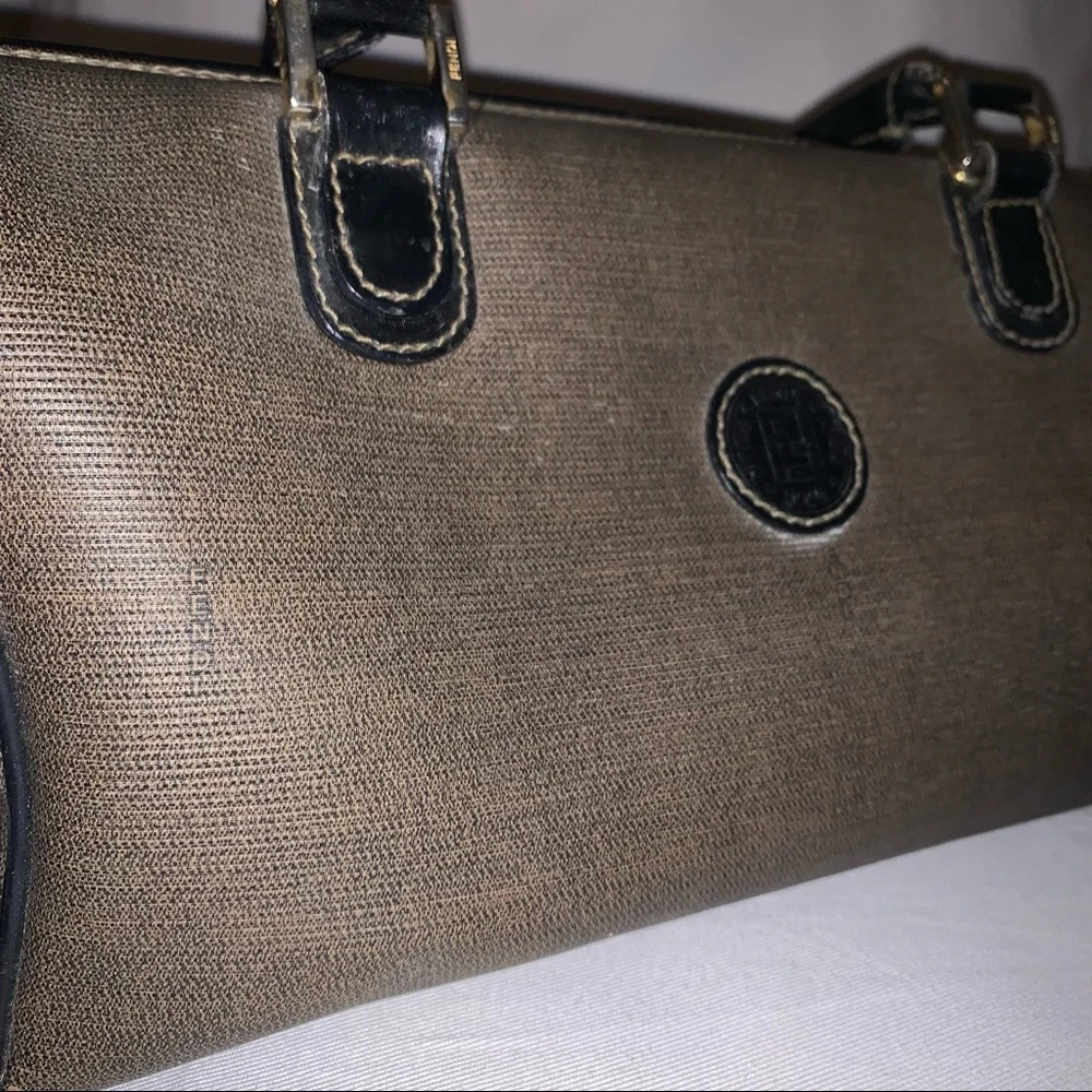 FENDI brown black Boston top handle purse vtg - Picture 13 of 13